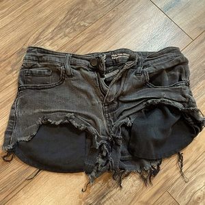 Black high rise ripped short shorts